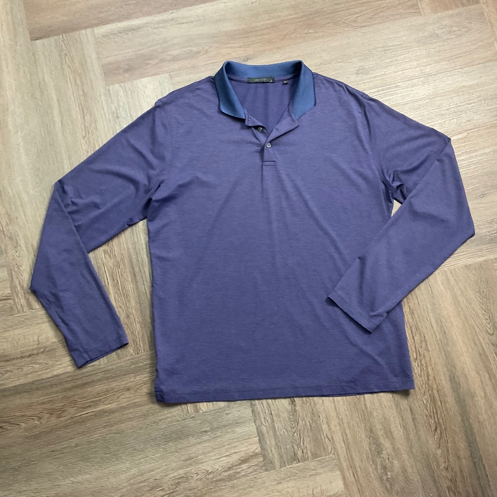 Greyson Polo Shirt Mens Large Purple Long Sleeve brrr Cooling Performance Golf